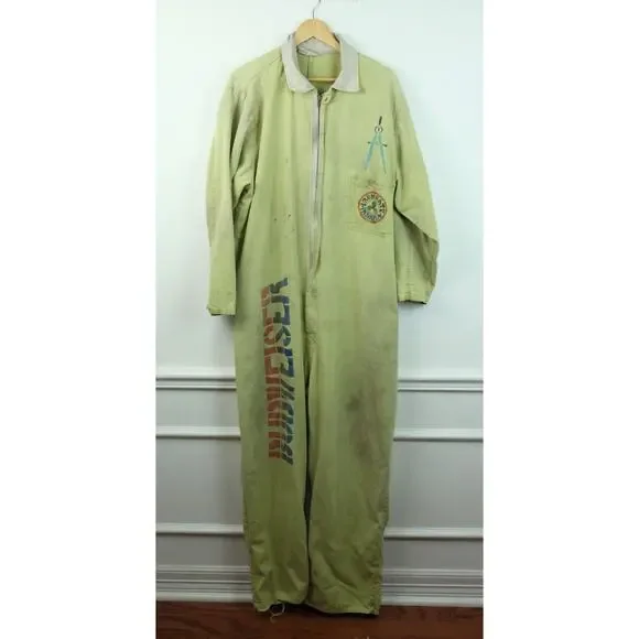 Vintage Jumpsuit Pit Crew Coveralls Panama Budweiser Cargo Ship? USA Made Worn - Picture 1 of 15